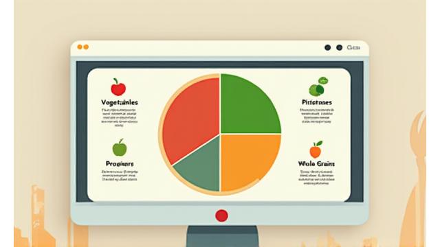 Infographic showing a balanced meal plate with various food groups, representing dietary assessment insights.